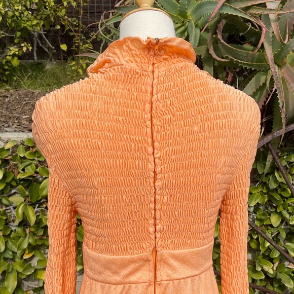 I.MAGNIN 1960s smocked mock neck midi dress - Picture 5 of 7